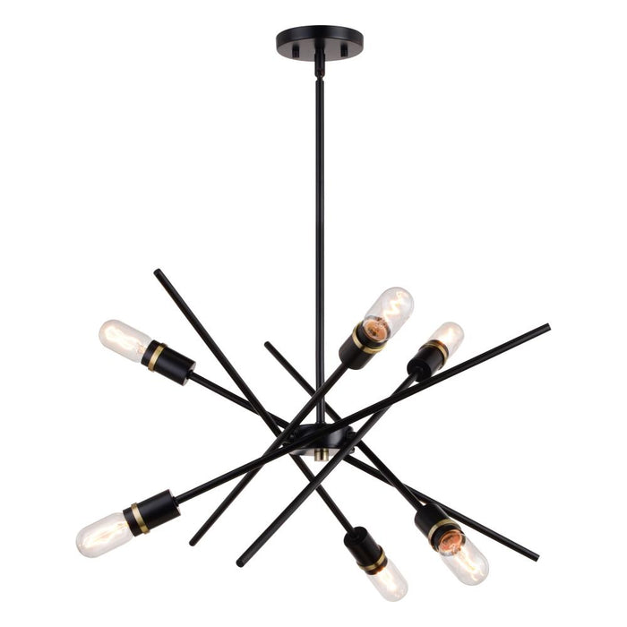 Halsted 24.25-in 6 Light Pendant Black and Satin Brass