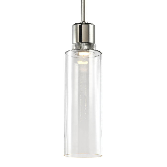 Zigrina 18" Glass Drum LED Pendant with Knurl Ring Polished Nickel