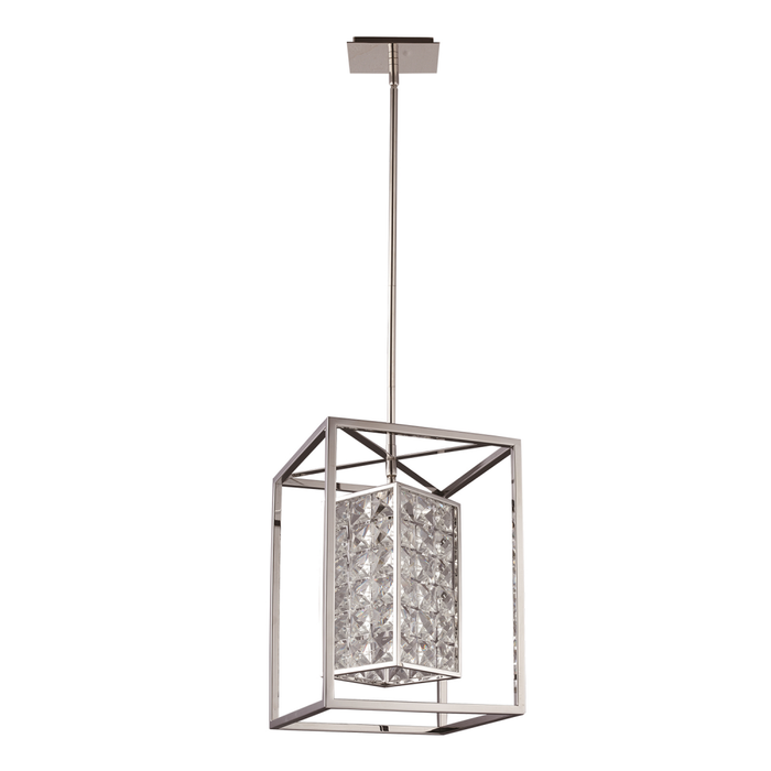 Struttura 10" Geometric Crystal Pendant in Stainless Steel