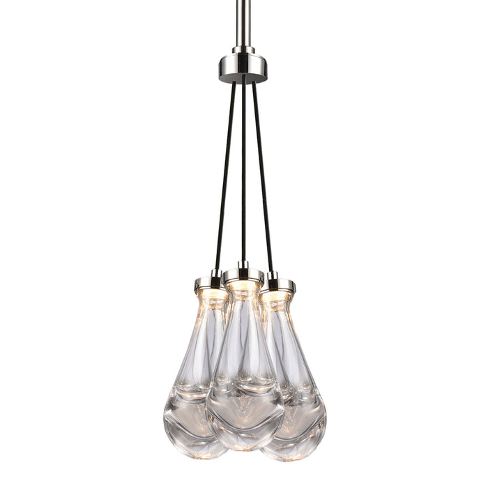 Vaso 11" Water Drop LED 3-Light Cluster Multi-Pendant in Polished Nickel