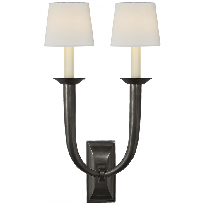 French Deco Horn Double Sconce
