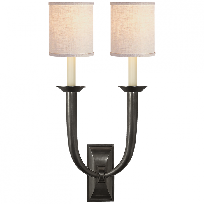 French Deco Horn Double Sconce