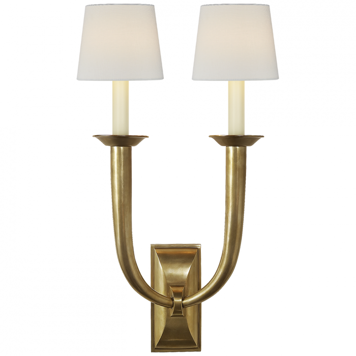 French Deco Horn Double Sconce