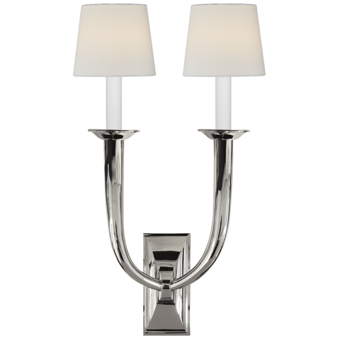 French Deco Horn Double Sconce