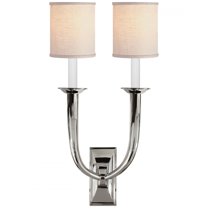 French Deco Horn Double Sconce