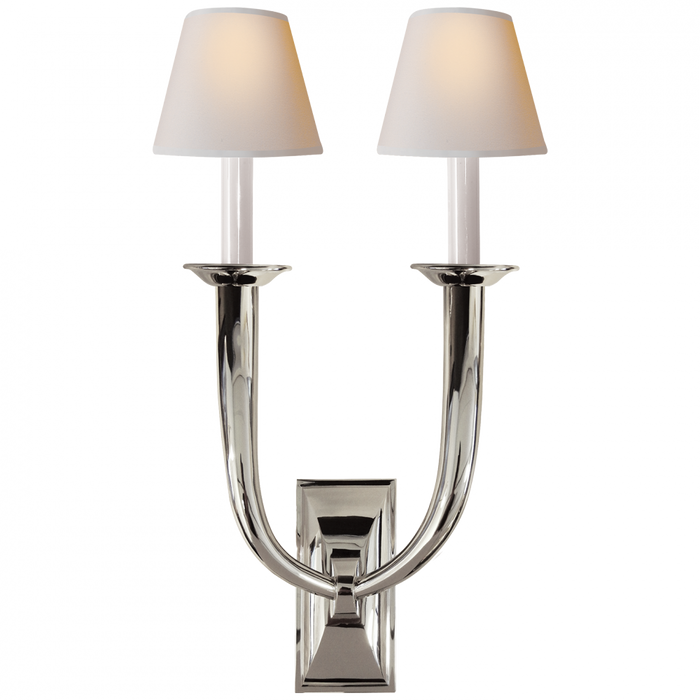 French Deco Horn Double Sconce