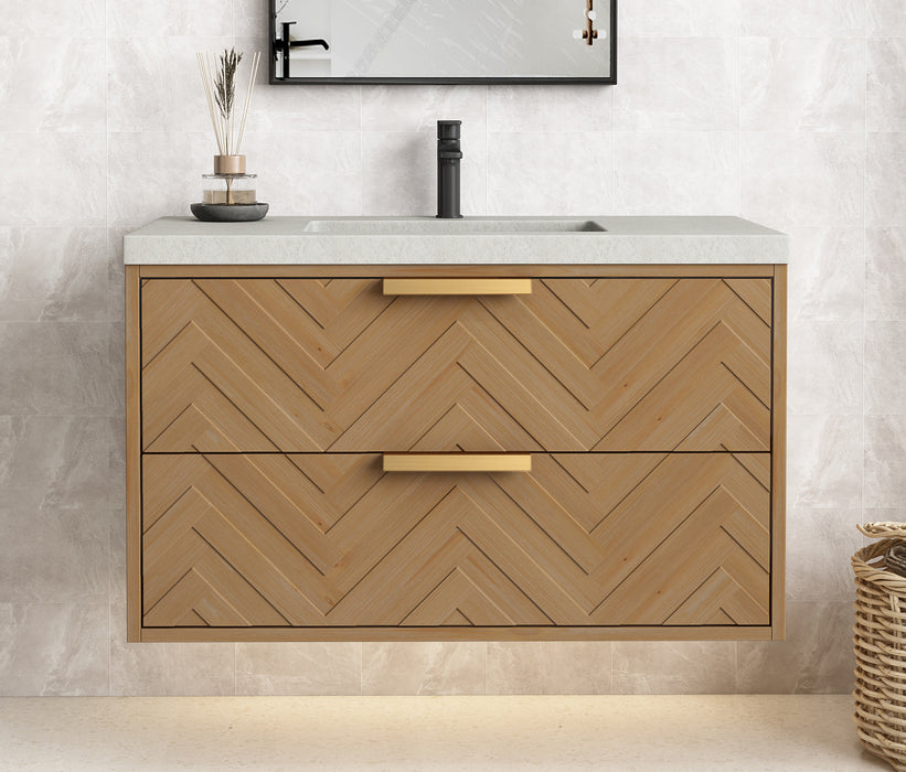 Carlsbad 36" Wall Mounted Bathroom Vanity with Gray Sink