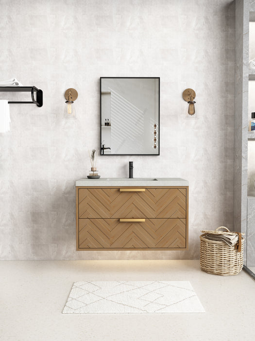 Carlsbad 36" Wall Mounted Bathroom Vanity with Gray Sink