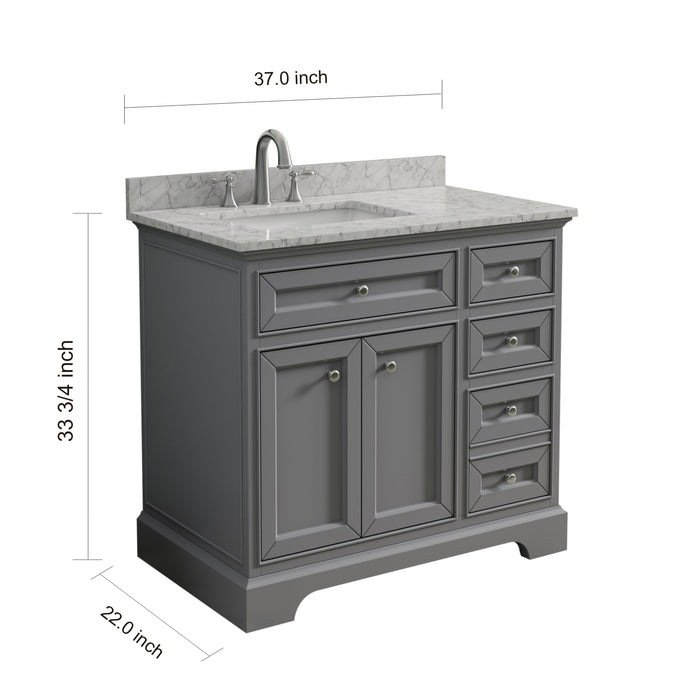 South Bay 37" Gray Single Bathroom Vanity