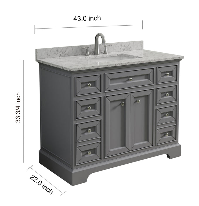 South Bay 43" Gray Single Bathroom Vanity