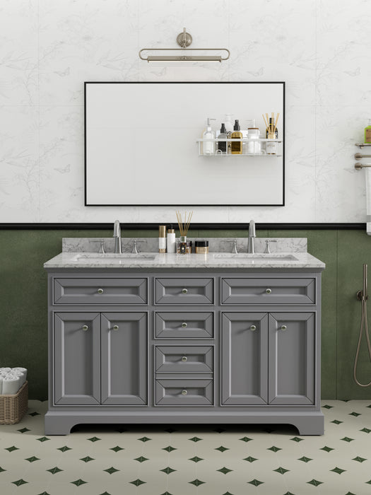 South Bay 55" Gray Double Bathroom Vanity