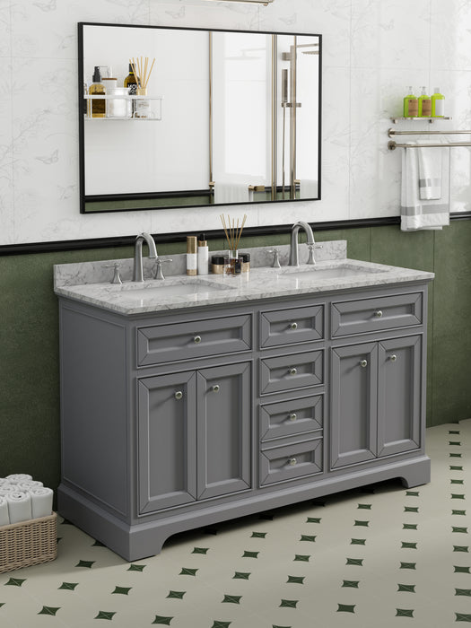 South Bay 55" Gray Double Bathroom Vanity