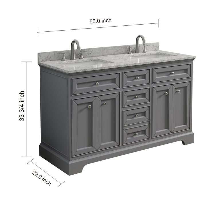 South Bay 55" Gray Double Bathroom Vanity