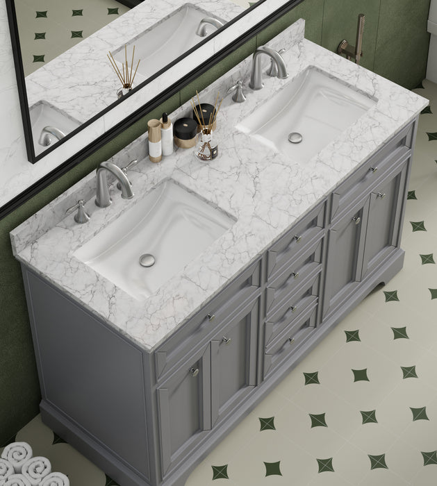 South Bay 55" Gray Double Bathroom Vanity