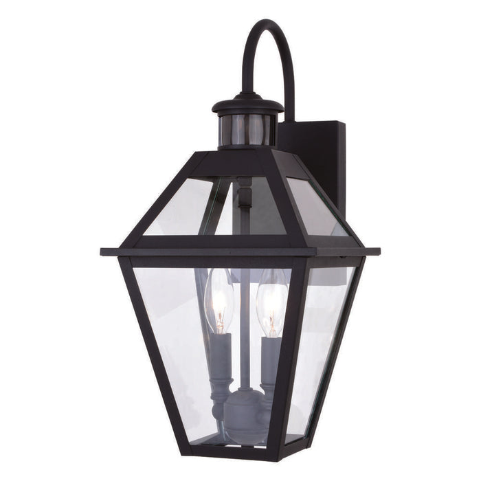 Nottingham Dualux 8.5-in. 2 Light Outdoor Motion Sensor Wall Light Textured Black