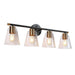 Aurelienne 4-Light Black and Brass Vanity Light