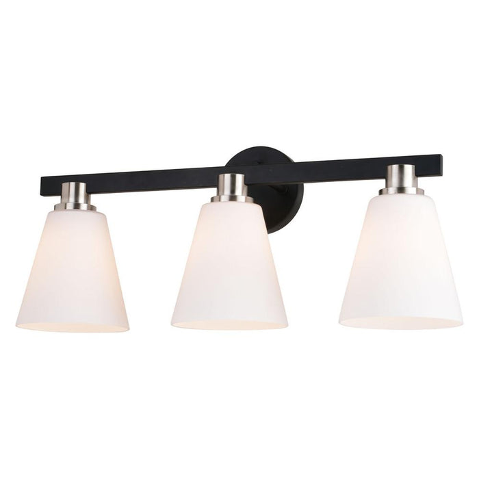 Vermont 3 Light Vanity Matte Black and Satin Nickel