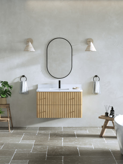La Jolla 36" Washed Oak Floating Bathroom Vanity