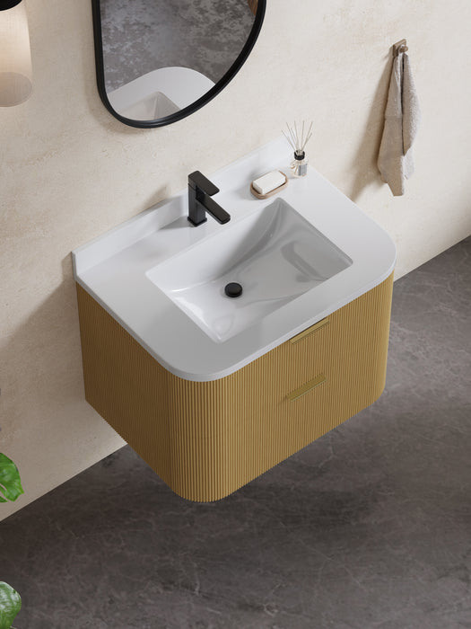Chantal 30 inch Single Wall Mounted Bathroom Vanity with White Quartz Stone