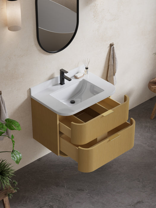 Chantal 30 inch Single Wall Mounted Bathroom Vanity with White Quartz Stone