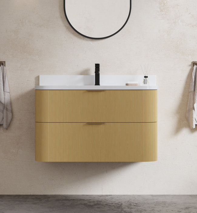 Chantal 36 inch Single Wall Mounted Bathroom Vanity with White Quartz Stone