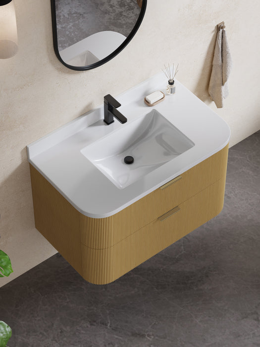 Chantal 36 inch Single Wall Mounted Bathroom Vanity with White Quartz Stone