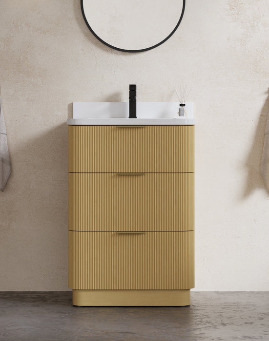 Calamigo 24" Bathroom Vanity with Single White Sink, Backsplash Included