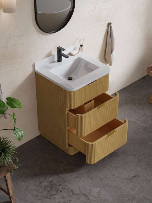Calamigo 24" Bathroom Vanity with Single White Sink, Backsplash Included