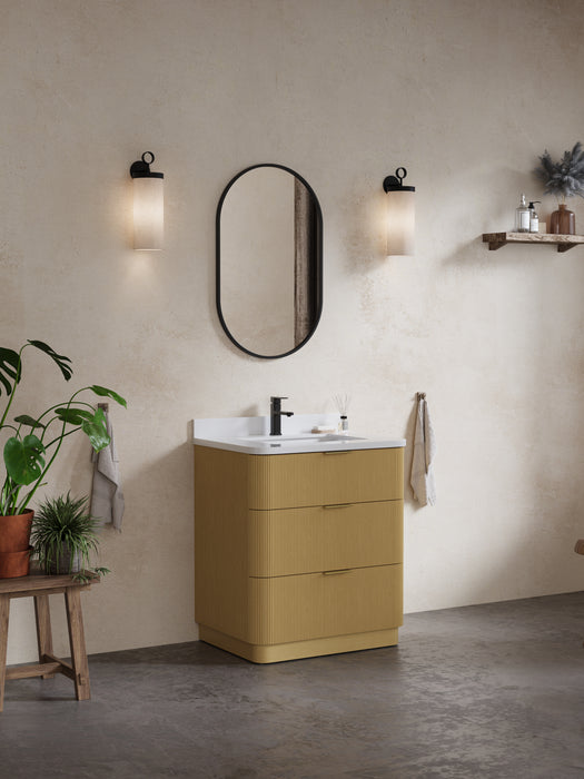 Calamigo 30" Bathroom Vanity with Single White Sink, Backsplash Included