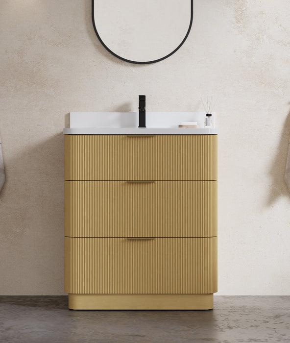 Calamigo 30" Bathroom Vanity with Single White Sink, Backsplash Included