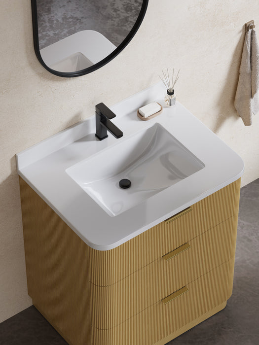 Calamigo 30" Bathroom Vanity with Single White Sink, Backsplash Included