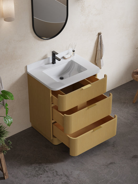 Calamigo 30" Bathroom Vanity with Single White Sink, Backsplash Included