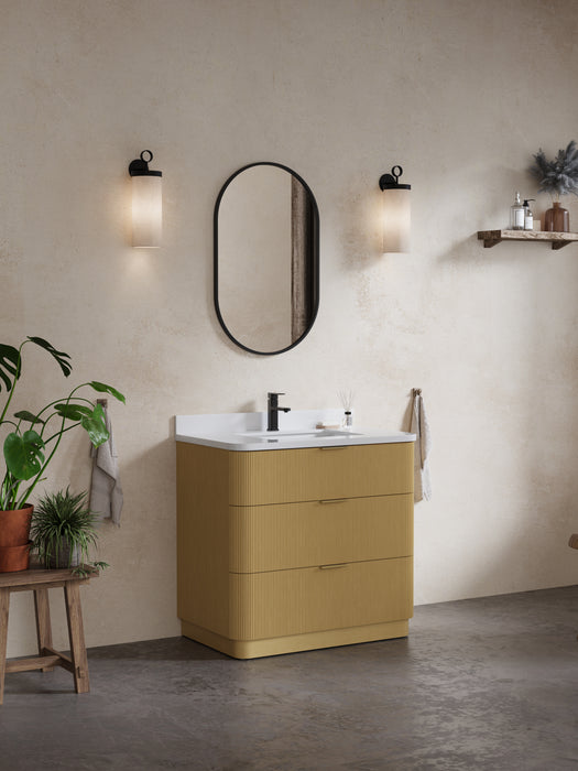 Calamigo 36" Bathroom Vanity with Single White Sink, Backsplash Included