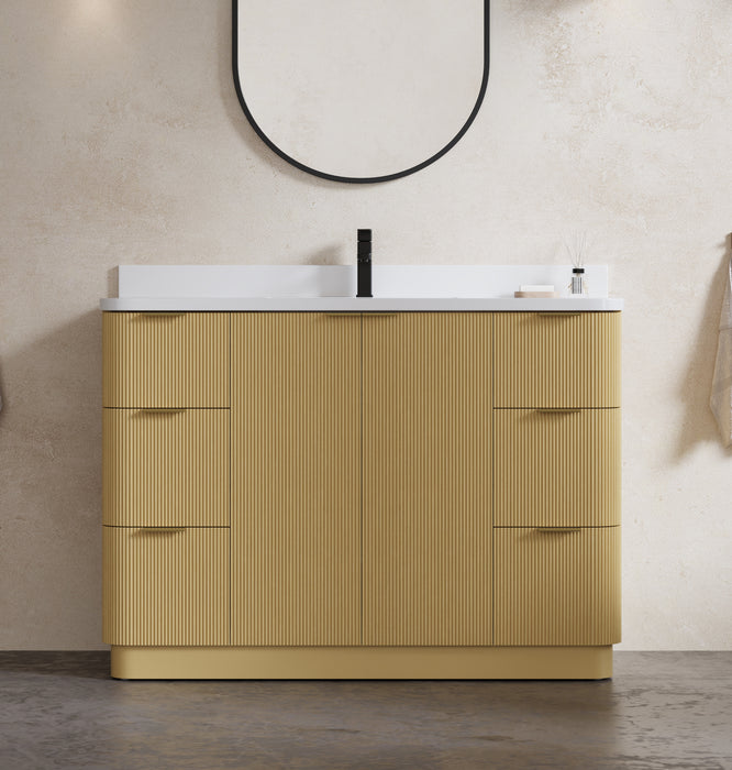Calamigo 48" Bathroom Vanity with Single White Sink, Backsplash Included