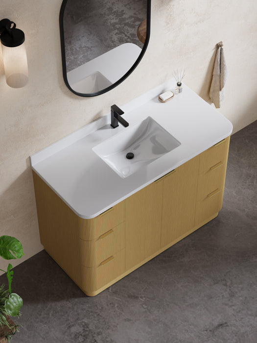 Calamigo 48" Bathroom Vanity with Single White Sink, Backsplash Included