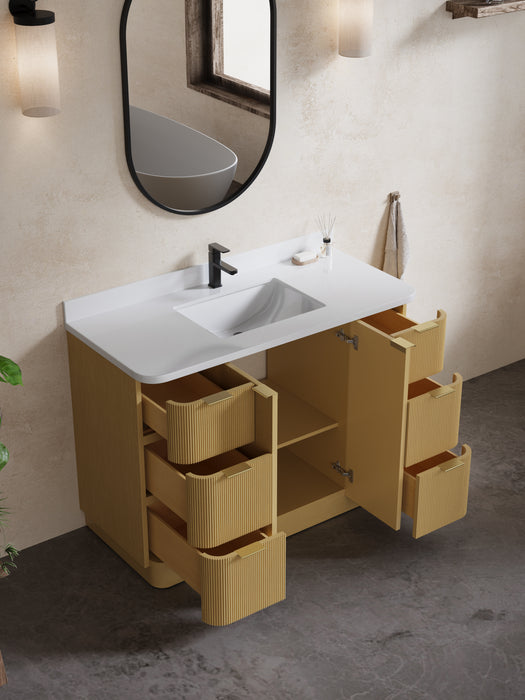 Calamigo 48" Bathroom Vanity with Single White Sink, Backsplash Included