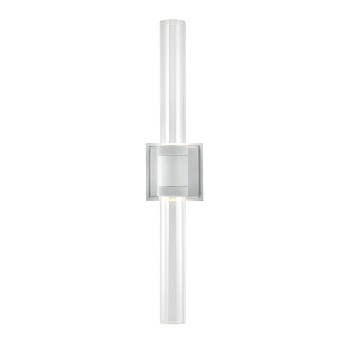 Zigrina 28" Clear Glass LED Duo Wall Sconce with Knurled Rings White