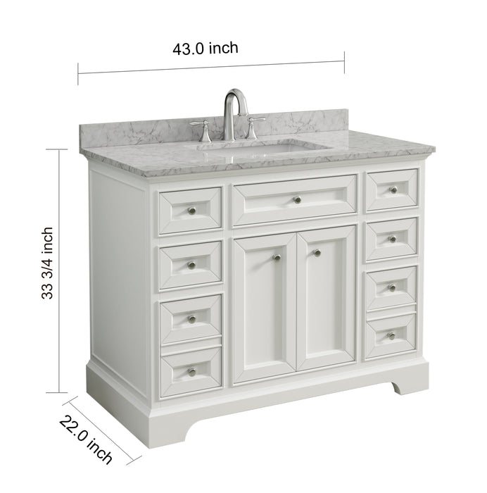 South Bay 43" White Single Bathroom Vanity