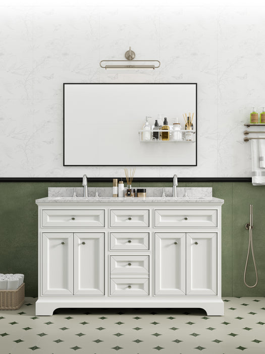 South Bay 55" White Double Bathroom Vanity