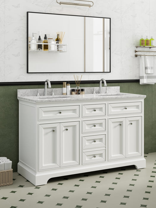 South Bay 55" White Double Bathroom Vanity