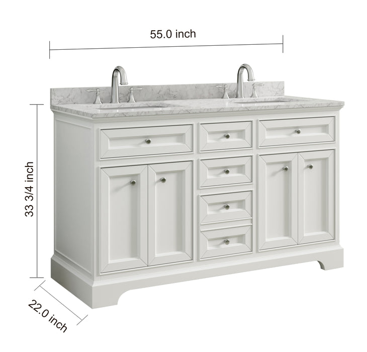 South Bay 55" White Double Bathroom Vanity