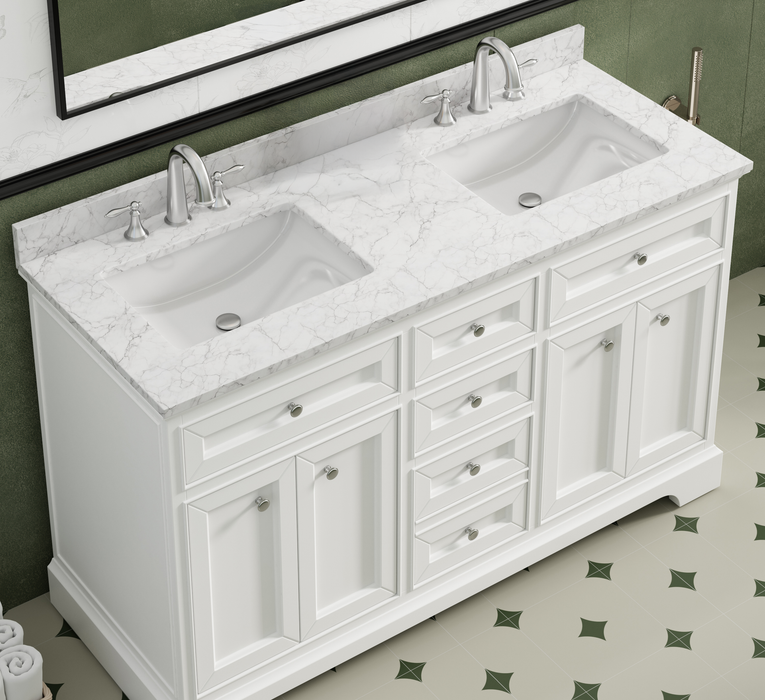 South Bay 55" White Double Bathroom Vanity