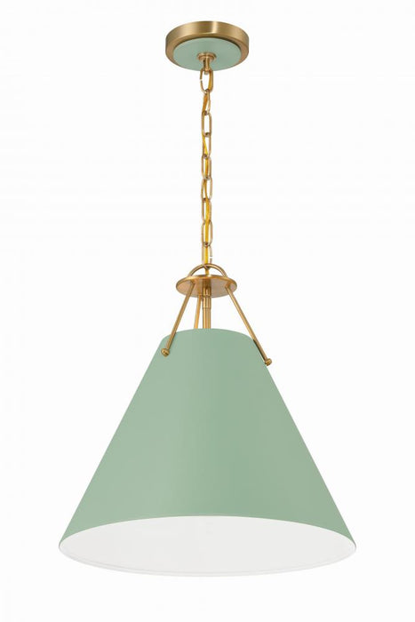 Xavier 3 Light Vibrant Gold + Green Pendant