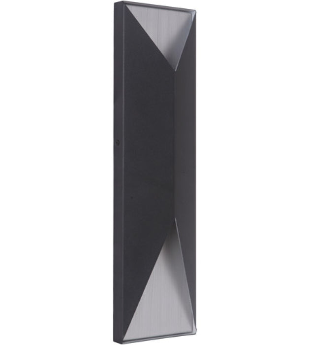 Peak 2 Light Large LED Outdoor Pocket Sconce in Textured Black/Brushed Aluminum
