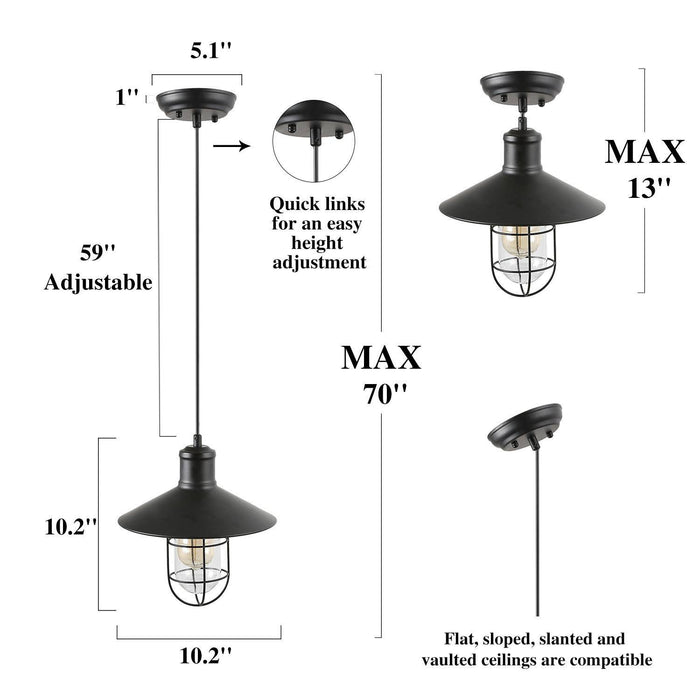 Tarphey 1-Light Black Pendant Light