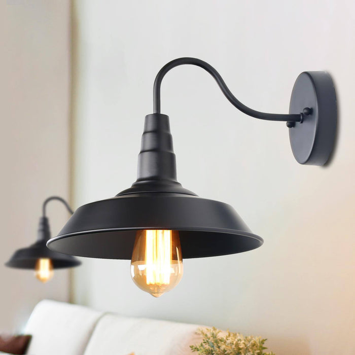 Rongeri 1-Light Black Metal Dome Wall Sconces Set of 2