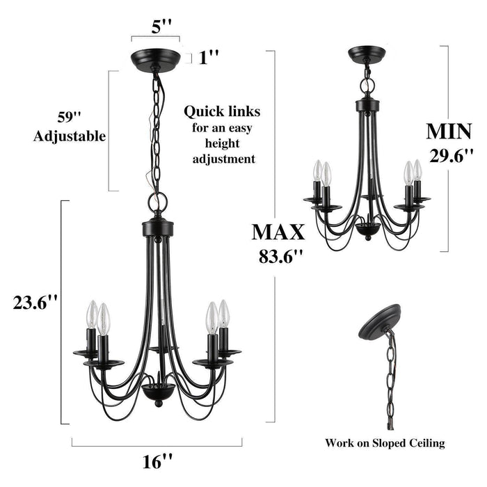 Emily 5-Light Black Chandelier
