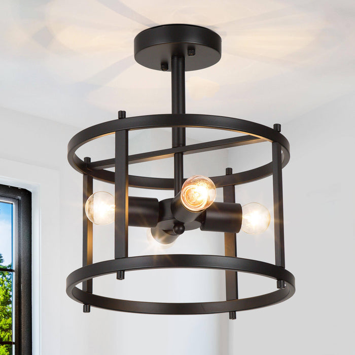 Ghiopnn 4-Light Black Semi-Flush Mount Lights