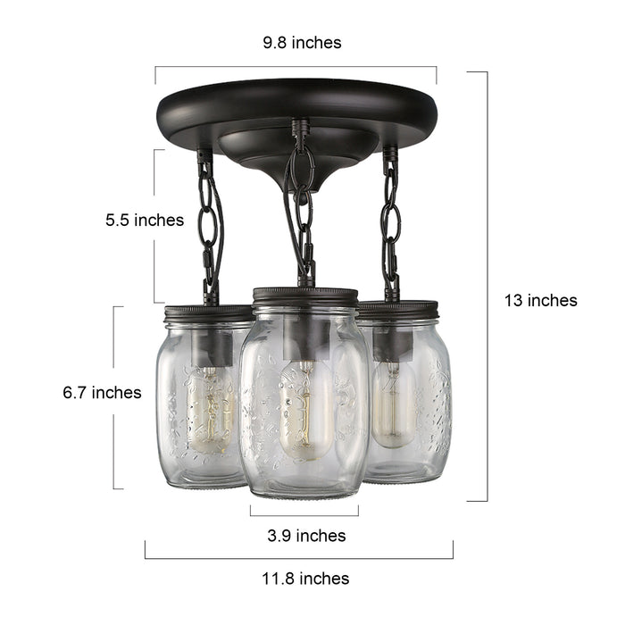 Magdiel 3-Light Bronze Semi-Flush Mount Light