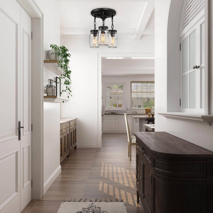 Magdiel 3-Light Bronze Semi-Flush Mount Light